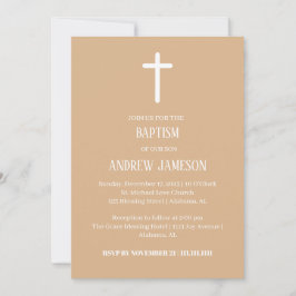 Invitación Cruz cristiana moderna y elegante | Bautismo