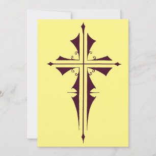 Invitación Cruz cristiana púrpura