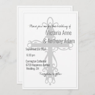 Invitación Cruz cristiana religiosa Católica Boda simple