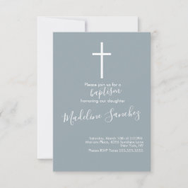 Invitación Cruz de Bautismo Simple Dedicación de Bebé