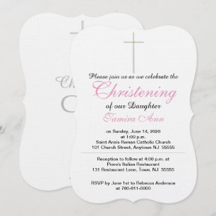 Invitación Cruz de Bautizo Hija Rosa Blanco