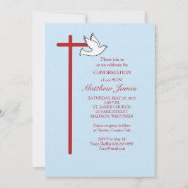 Invitación Cruz de Confirmación Paloma Azul