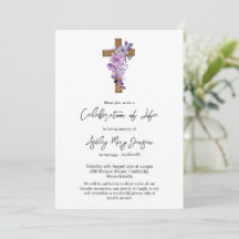 Cruz de flor púrpura Celebración de la vida Funera