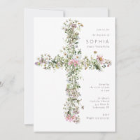 Cruz de flor silvestre White Meadow Bautismo Chris