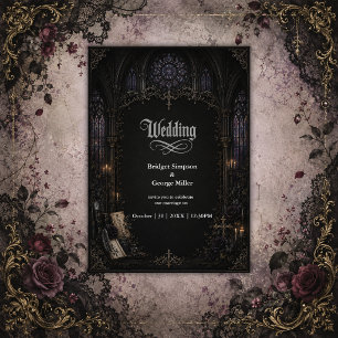 Invitación Cruz de la Iglesia Catedral gótica medieval Boda