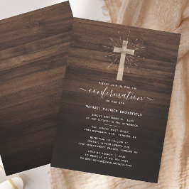 Invitación Cruz de la Iglesia Rustic Simple Confirmation Cere