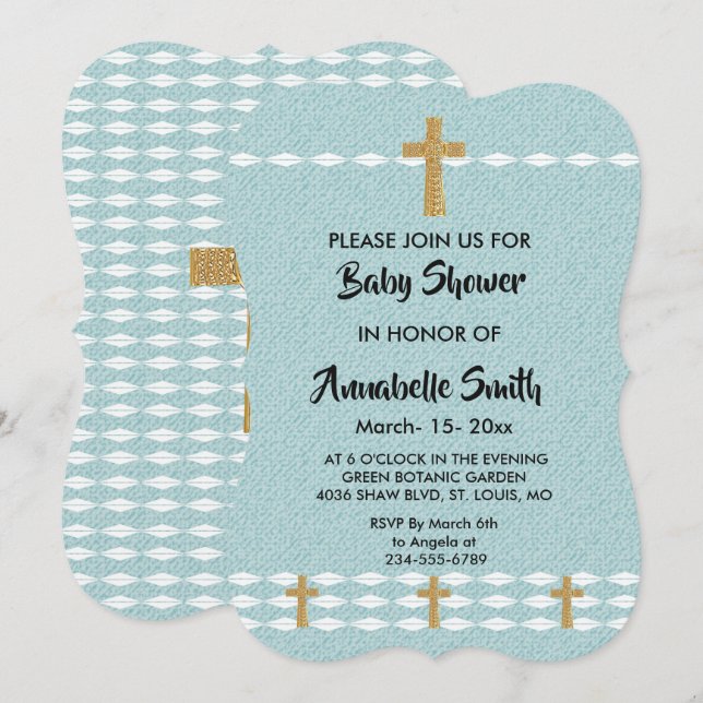 Invitación Cruz de la Luz Jesucristo Baby Shower (Anverso / Reverso)