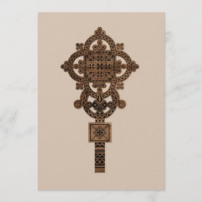 Invitación Cruz de mano de madera (Anverso)