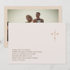 Invitación Cruz de monograma con letra a mano para boda crist
