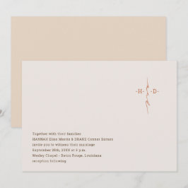Invitación Cruz de monograma con letra a mano para boda crist