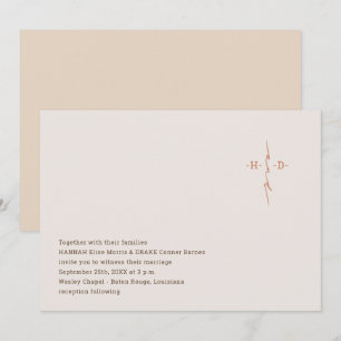 Invitación Cruz de monograma con letra a mano para boda crist