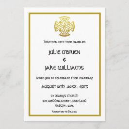 Invitación Cruz de Nudo Celta de Boda Falso Oro
