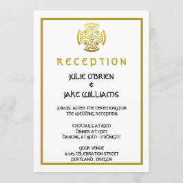 Invitación Cruz de Nudo Celta de Boda Falso Oro