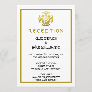Invitación Cruz de Nudo Celta de Boda Falso Oro