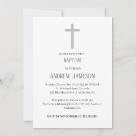 Invitación Cruz de Oro Cristiana Moderna y Elegante | Bautism
