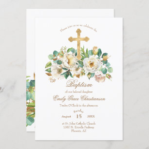 Invitación Cruz de oro y bautismo de flores