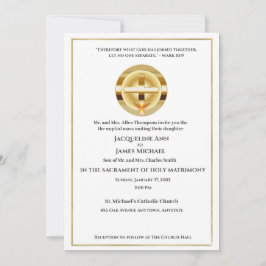 Invitación Cruz De Oro Y Boda Católico De Cáliz