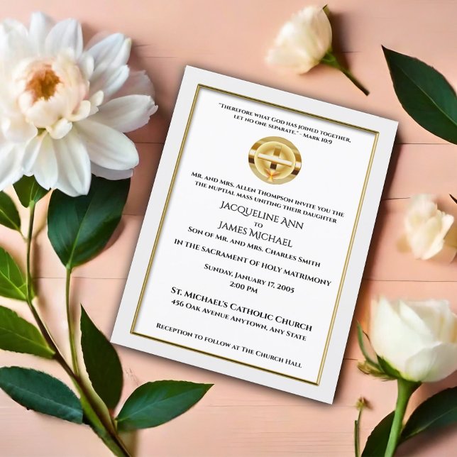 Invitación Cruz de oro y Boda católico de cáliz (Subido por el creador)