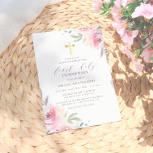 Cruz de Oro y Flores Pintadas Primera Santa Comuni