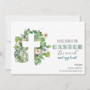 Invitación Cruz de Vegetación Cristiana Celebración de Pascua