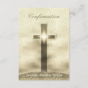 Invitación Cruz del oro de la confirmación en la colina