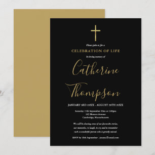 Invitación Cruz Dorada Celebración de la Vida Funeral en Letr