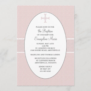 Invitación Cruz en marco ovalado - Rubor