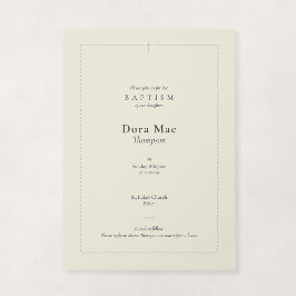 Invitación Cruz Escalonada Religiosa de Crema y Salvia Bautiz