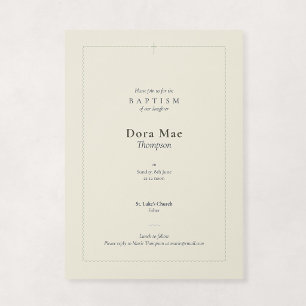 Invitación Cruz Escalonada Religiosa de Crema y Salvia Bautiz