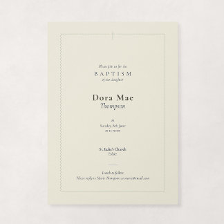 Invitación Cruz Escalonada Religiosa de Crema y Salvia Bautiz