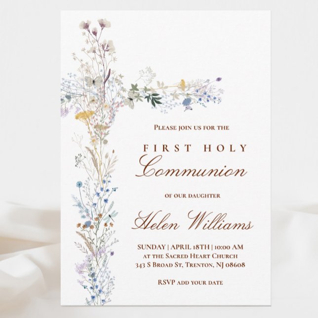 Invitación Cruz floral de Primera Comunión (Subido por el creador)