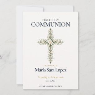 Invitación Cruz Floral Primera Comunión