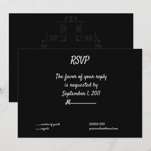 Invitación Cruz Gris Oscura Elegante Boda Gótico RSVP