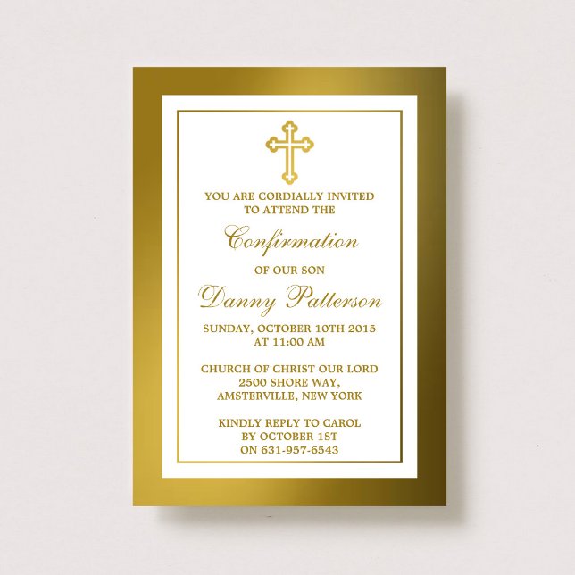 Invitación Cruz Metálica Del Oro, Sagrada Comunión O Confirma (Subido por el creador)