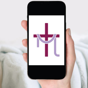 Invitación Cruz moderna con banda morada   Fe cristiana