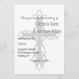 Invitación Cruz religiosa Elegante Cristiano Simple Boda