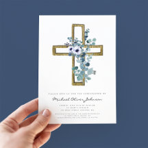 Cruz Religiosa Floral Eucalipto Bautizo Niño