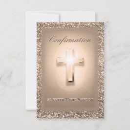 Invitación Cruz Rosa pálida de confirmación