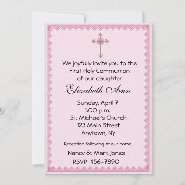Invitación Cruz Rosa Religiosa (Anverso)