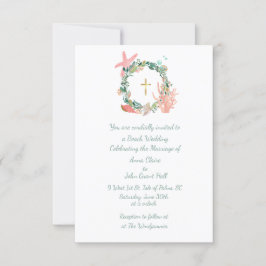 Invitación Cruz temática de la playa, Boda náutico, cristiano
