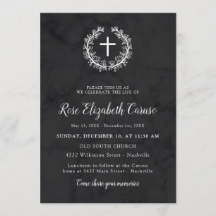 Invitación Cruz y guirnalda - celebración de la vida