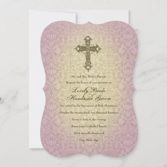 Invitación cruzada católica de la boda de la (Anverso)