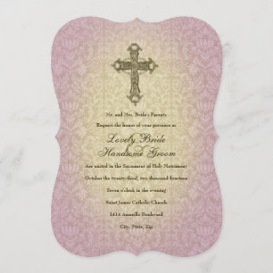 Invitación cruzada católica de la boda de la