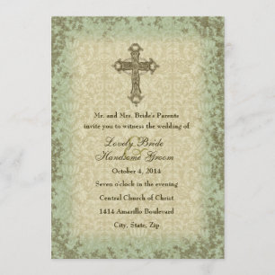 Invitación cruzada cristiana de la boda del