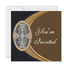 Invitación cruzada cristiana elegante del fiesta