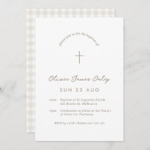 Invitación cruzada de cristianismo de Gingham blan