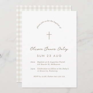 Invitación cruzada de cristianismo de Gingham blan