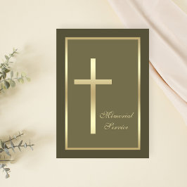 Invitación cruzada de oro de Memorial Service