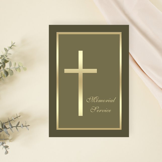 Invitación cruzada de oro de Memorial Service (Subido por el creador)