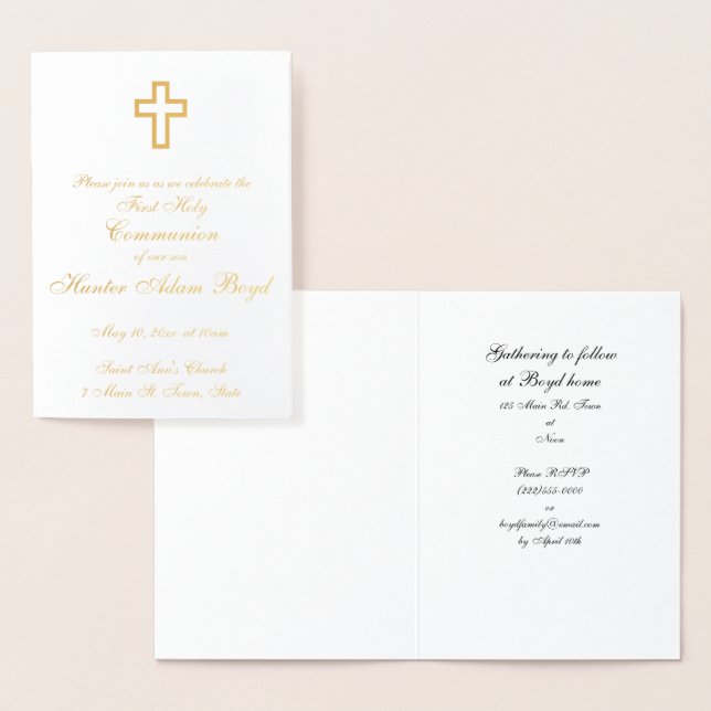 Invitación cruzada de Relieve metalizado dorado (Demostración)